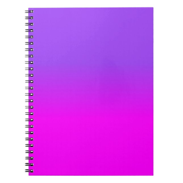 Neon Purple and Hot Pink Ombre Shade Colour Fade Notebook (Front)