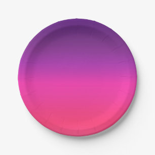 Neon Purple and pink ombre abstract design Paper Plate