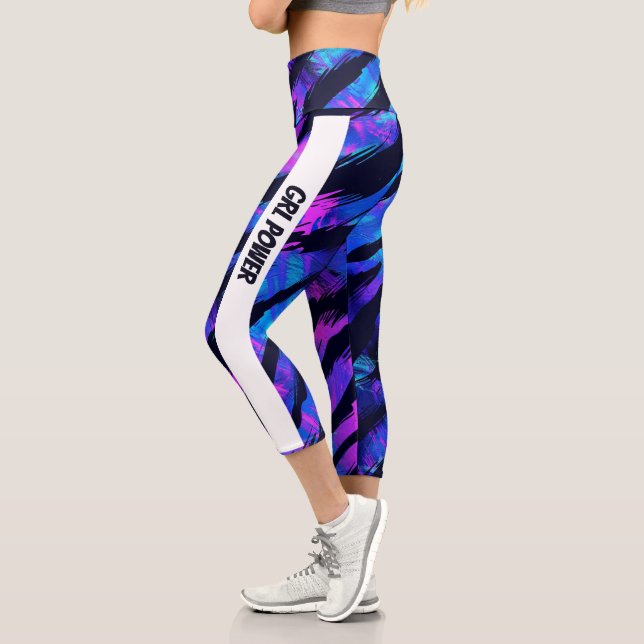 Neon Purple Animal  Capri Leggings (Left)
