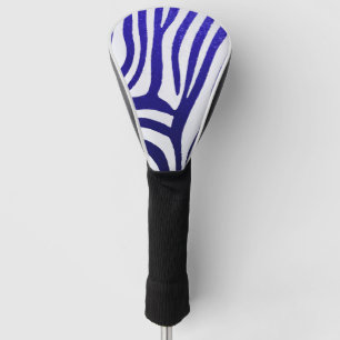 Neon Purple & Blue Zebra Print on White – Bold Golf Head Cover