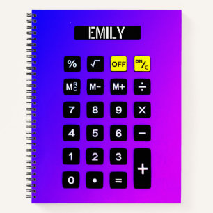 Neon Purple Calculator with Name Notebook
