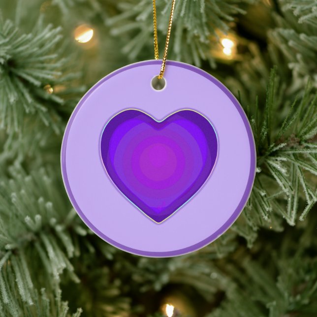 NEON & purple hearts beating Ceramic Ornament (Tree)