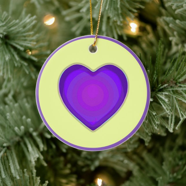 NEON & purple hearts beating Ceramic Tree Decoration (Tree)