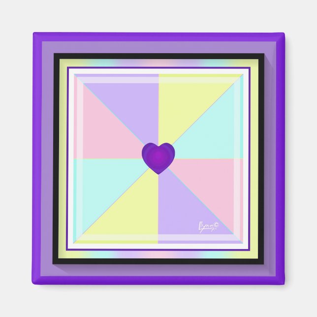 NEON & purple hearts beating Magnet (Front)