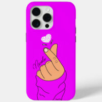 Neon Purple Korean Finger Heart Sign Warm Skin