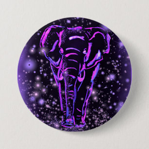 Neon Purple Pink Elephant Button