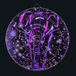 Neon Purple Pink Elephant Walking At Starry Night  Dartboard<br><div class="desc">Neon Purple Pink Elephant Walking At Starry Night Magic Animal Drawing - Choose / Add Your Unique Text / Colour - Make Your Special Gift - Resize and move or remove and add elements / image with customisation tool ! - Drawing and Design by MIGNED. You can also transfer my...</div>