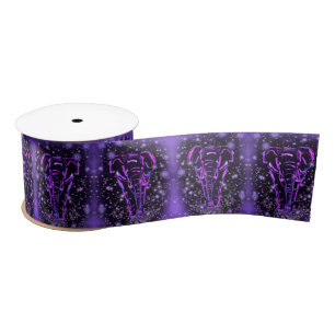 Neon Purple Pink Elephants Ribbon Satin Ribbon
