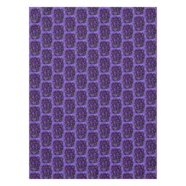 Neon Purple Pink Elephants Walking At Starry Night Tablecloth (Front)