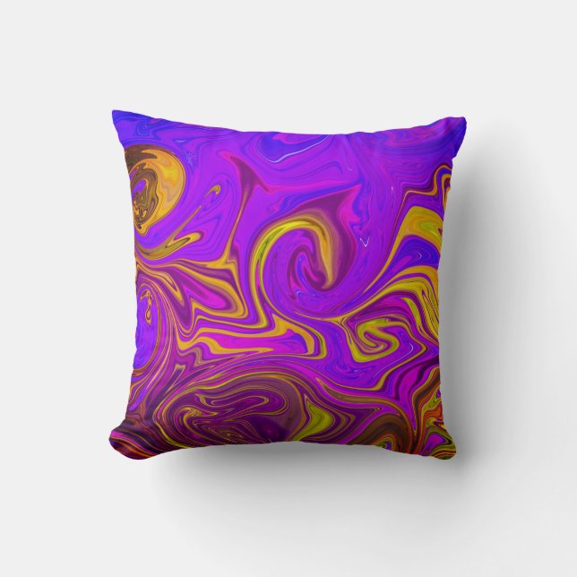 Neon Purple Pink Yellow Abstract Design Cushion (Front)