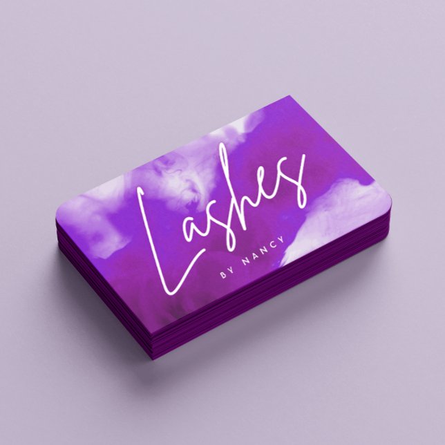 Neon & Purple Smoke Lash Eyelash Extensions Business Card (Creator Uploaded)