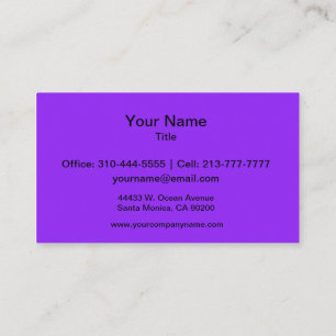 Neon Purple Solid Colour Customise It Business Card