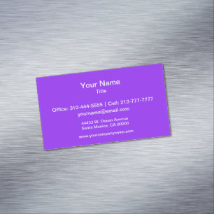 Neon Purple Solid Colour Customise It Magnetic Business Card
