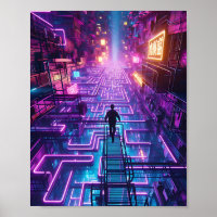 Neon Purple Urban Maze - Dystopian City Labyrinth