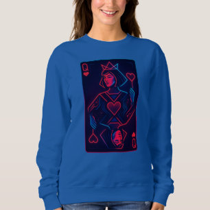 Neon Queen of Hearts — Retro-Futurist Synthwave Sweatshirt