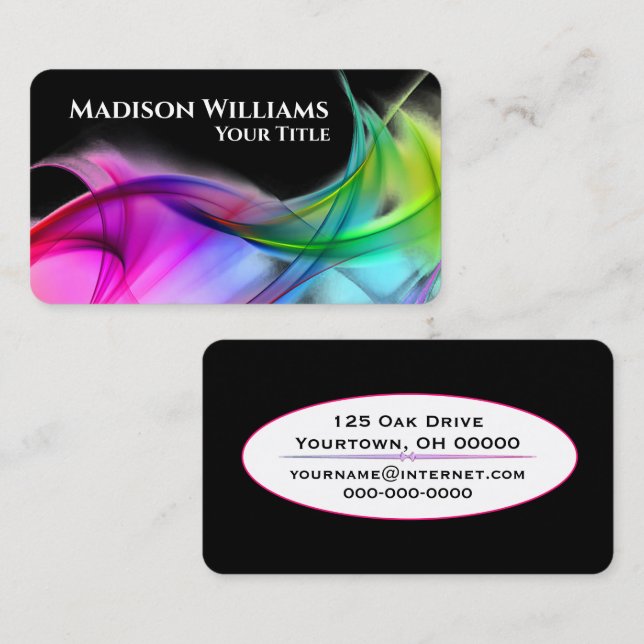 Neon Rainbow Abstract Design Business Card (Front/Back)