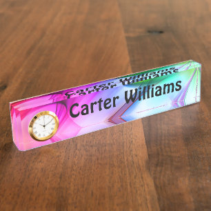 Neon Rainbow Abstract Nameplate