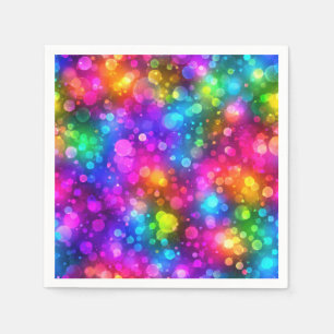 Neon Rainbow Bokeh Lights Abstract Napkin