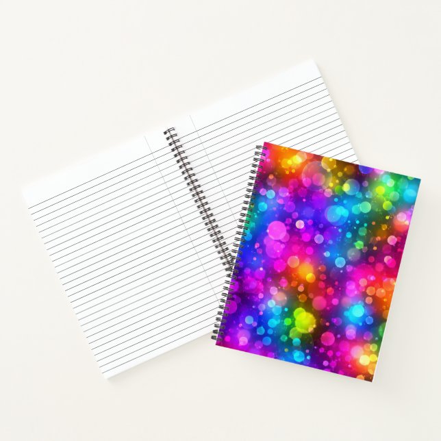 Neon Rainbow Bokeh Lights Abstract Notebook (Inside)