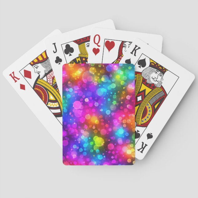 Neon Rainbow Bokeh Lights Abstract Playing Cards (Back)