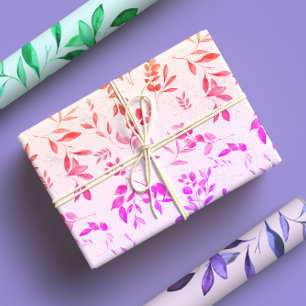 Neon Rainbow Botanical Eucalyptus Wrapping Paper Sheet