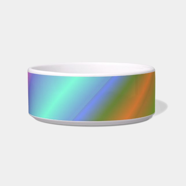 neon rainbow cat food bowl  (Front)
