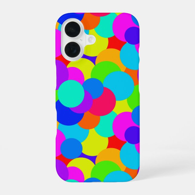 Neon Rainbow Fun Bubbles iPhone 16 Case (Back)