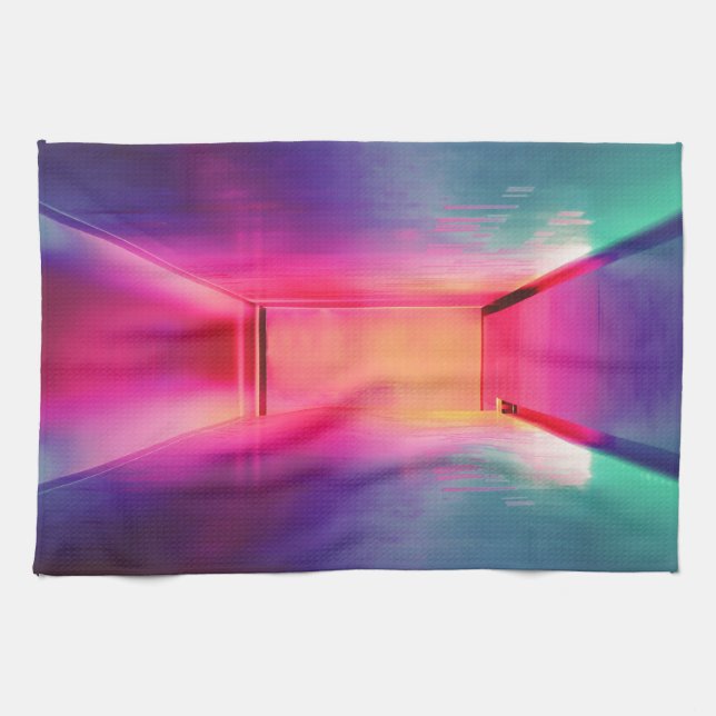 neon rainbow hallway tea towel (Horizontal)