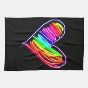 Neon Rainbow Heart T-Shirt  Love Pride LGBQT Rally Tea Towel