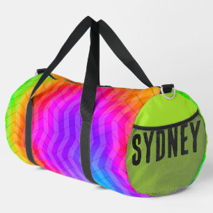 Neon Rainbow Herringbone  Duffle Bag