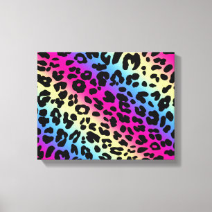 Neon Rainbow Leopard Pattern Print