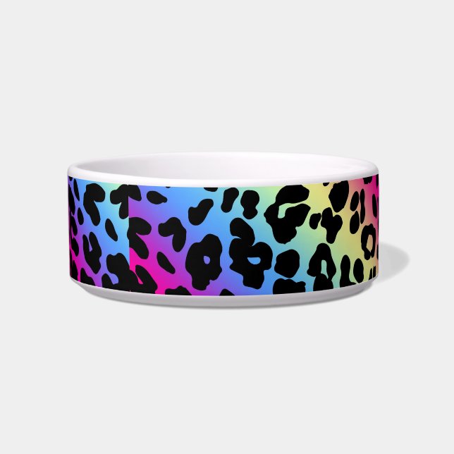 Neon Rainbow Leopard Pattern Print Bowl (Front)