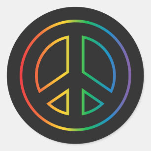 Neon Rainbow Peace Sign Classic Round Sticker