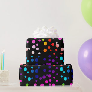 Neon Rainbow Polka Dots Wrapping Paper