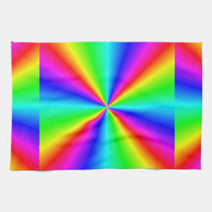 Neon Rainbow Prism Tea Towel