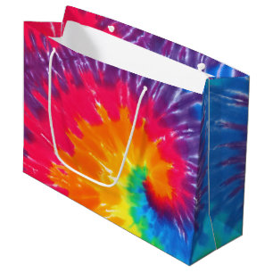 Neon Rainbow Retro Tie Dye Design Large Gift Bag
