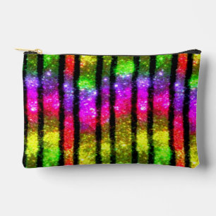 Neon Rainbow Shimmer Stripes Accessory Pouch