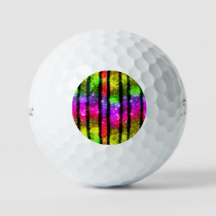 Neon Rainbow Shimmer Stripes Golf Balls