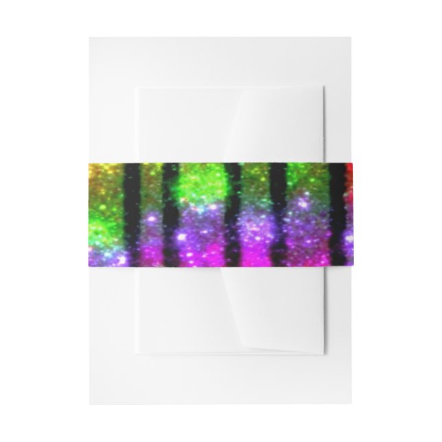 Neon Rainbow Shimmer Stripes Invitation Belly Band (Front Example)