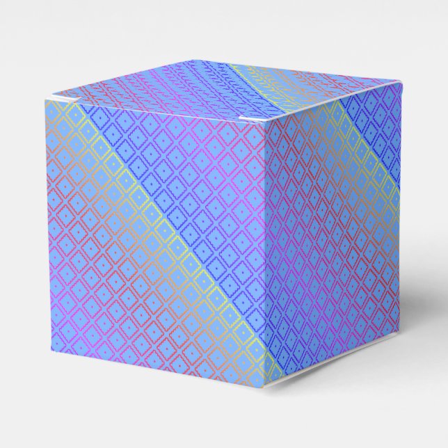 Neon Rainbow Square Pattern Favour Box (Front Side)