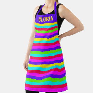 Neon Rainbow Stripe Custom Apron