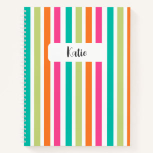 Neon rainbow stripes fun retro  notebook