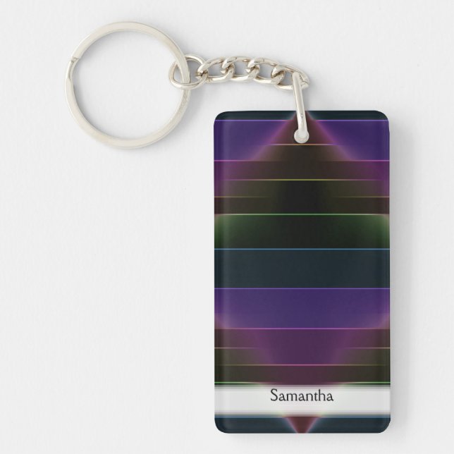 Neon Rainbow Stripes Key Ring (Front)