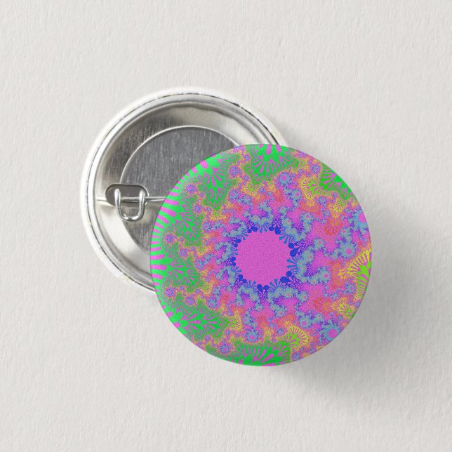 Neon Rainbow Sunburst 3 Cm Round Badge (Front & Back)