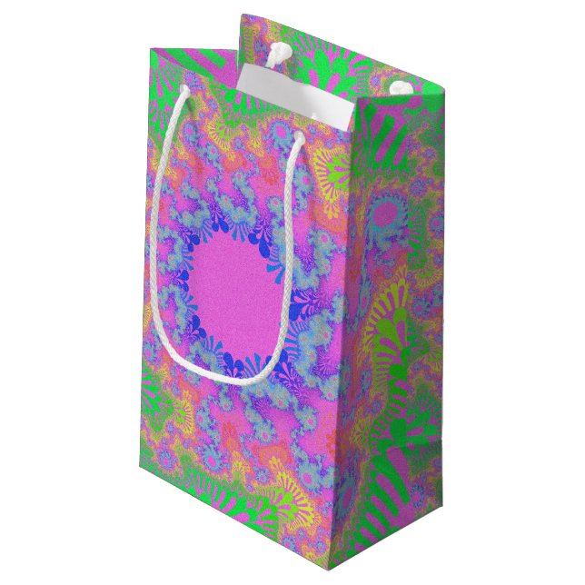 Neon Rainbow Sunburst Small Gift Bag (Back Angled)