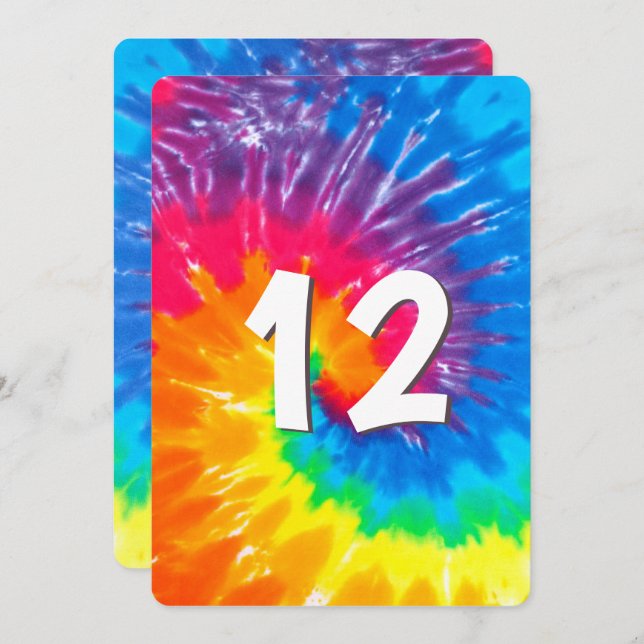 Neon Rainbow Tie Dye 12th Birthday Invitation (Front/Back)