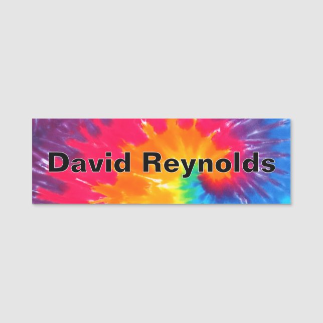Neon Rainbow Tie Dye Design Name Tag (Front)