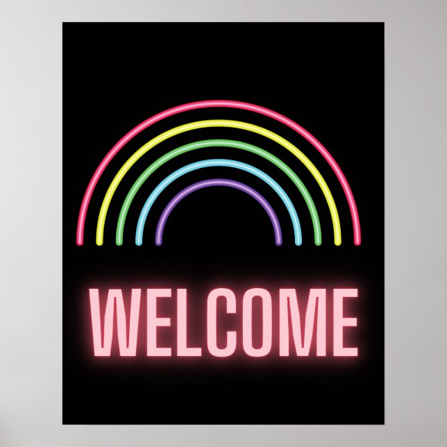 Neon Rainbow Welcome Sign (Front)
