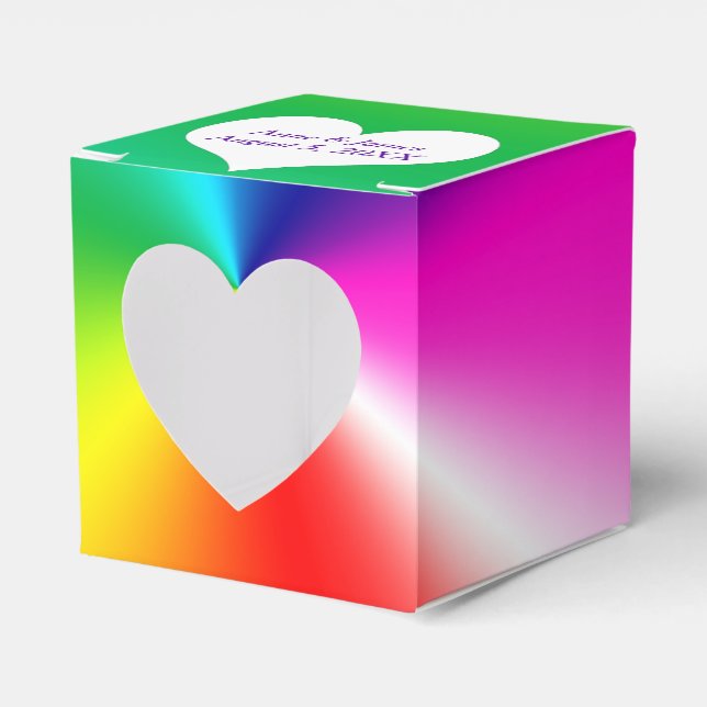 Neon Rainbow With Heart Favour Box (Front Side)