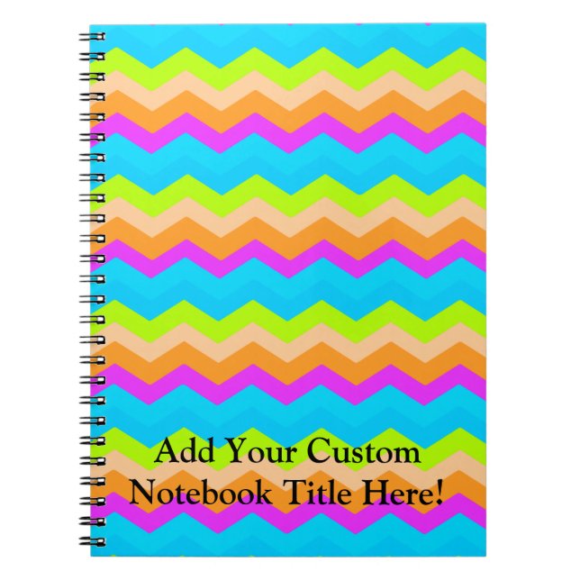 Neon Rainbow Zigzag Spiral Notebook (Front)